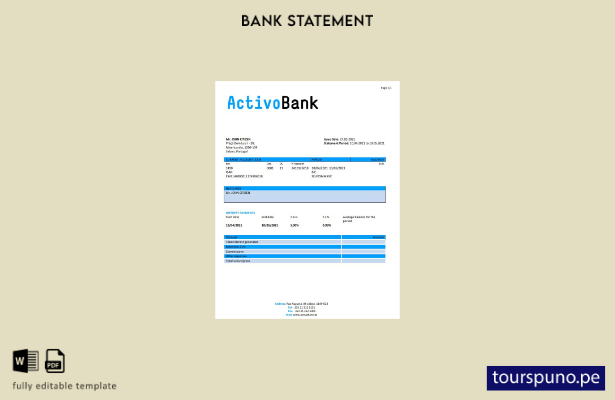 listo para imprimir plantilla de Word   extracto bancario de Portugal Banco Acti